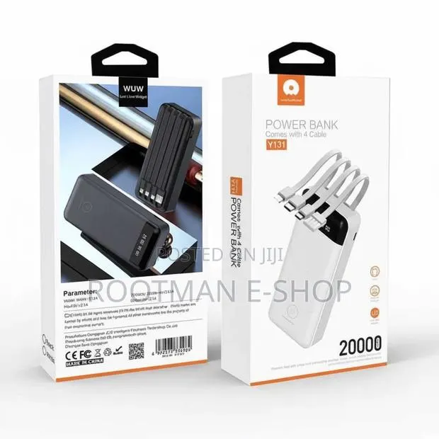 Wuw Y131 2a Power Bank With Built-in Cables 20.000mah Black · Photo 1
