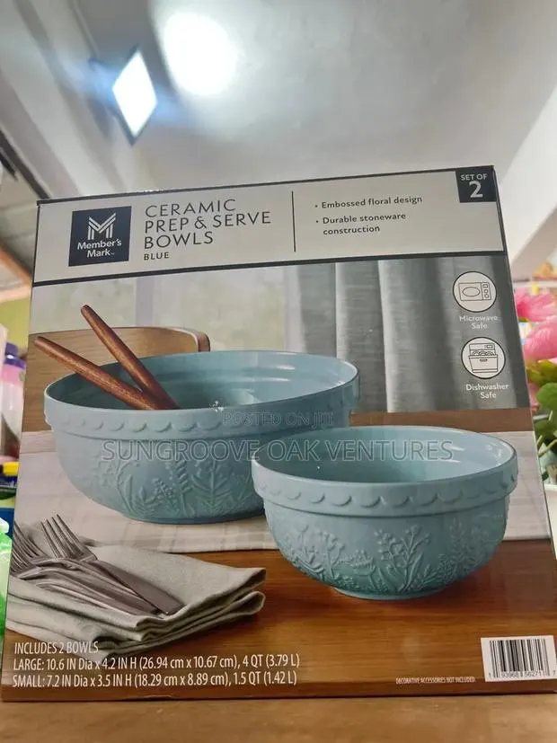 Members Mark Ceramic Prep Serve Bowls 2pcs · Photo 1