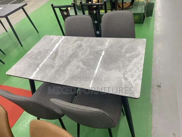 Marble Dining Sets With 4 Leather Chairs · Photo 1