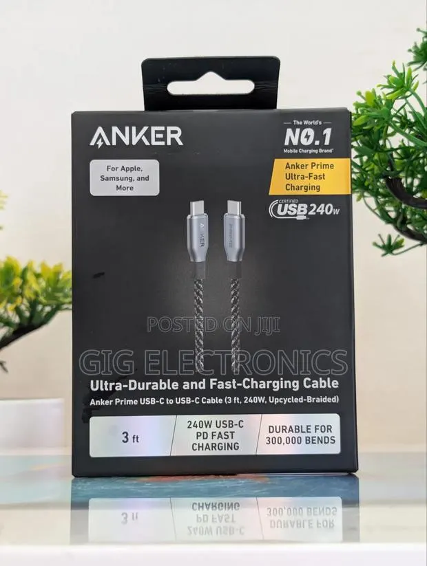 Anker Prime USB C to USB C Cable, 240W Fast Charging Cable (3 Ft) · Photo 1