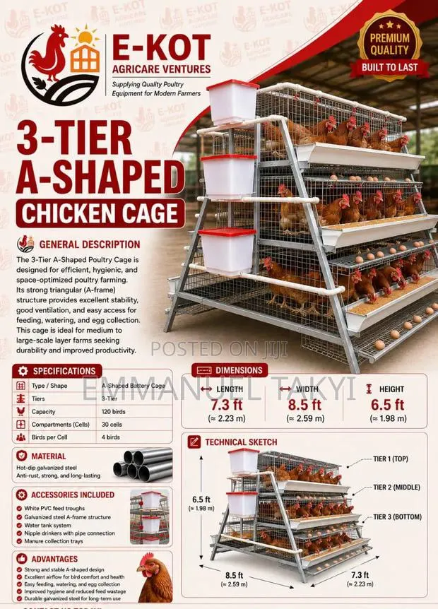 Chicken Cage 3-Tier a-Shaped · Photo 1