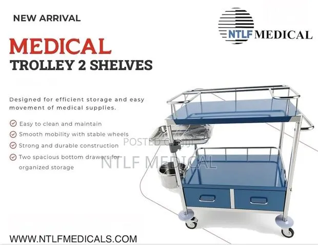 Medicine Trolley With Drawers (2 Steps, Stainless) · Photo 1