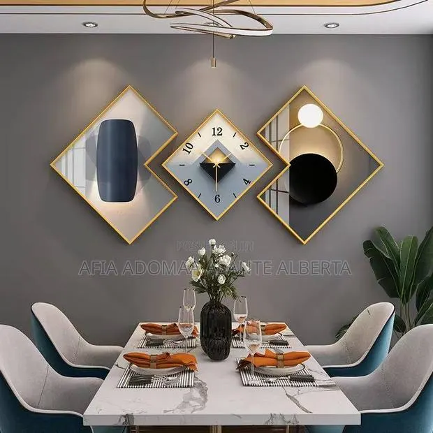 Luxurious Design Wall Decorative Painting With Clock · Photo 1