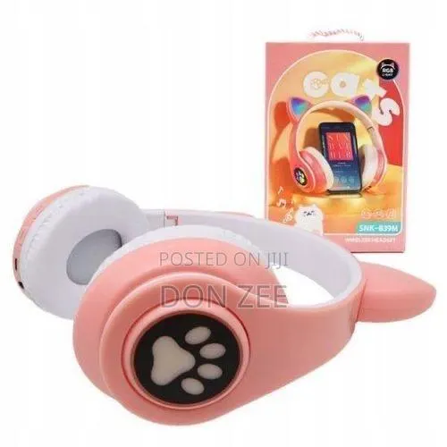 Cat Ear Wireless RGB Bluetooth Gaming Headset With Mic - Pink · Photo 1
