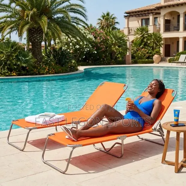 Lounger Chair Beach Pool Side Orange Lazy Masarge Bed · Photo 1