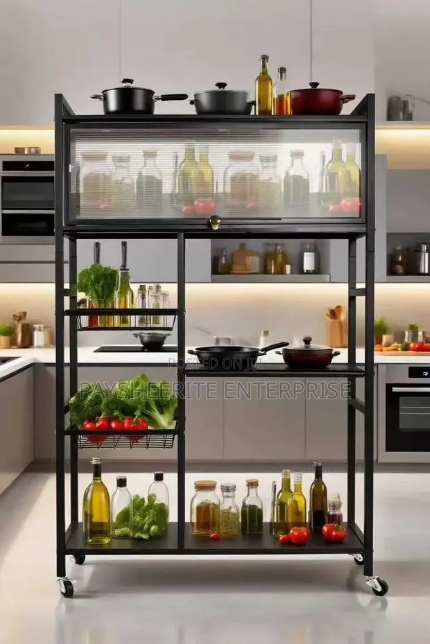 Metallic Storage Cabinet With Wheels · Photo 1