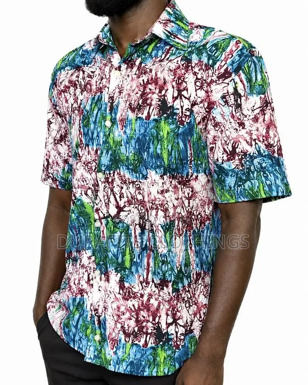 Men’S Vibrant Abstract African Print Short Sleeve Shirt · Photo 1