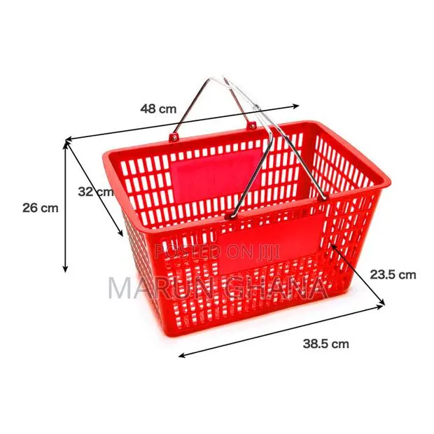 Shopping Basket Plastic With Steel Handle 28l Red Colour · Photo 1