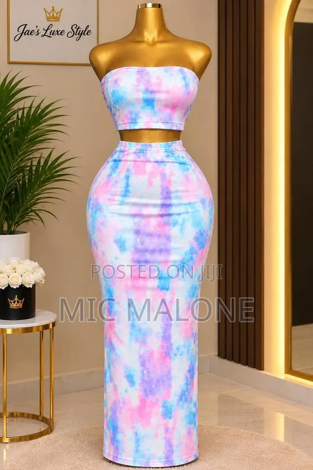 Women’s Pastel Tie-Dye Strapless 2-Piece Maxi Skirt Set · Photo 1