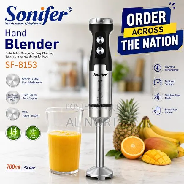 Sonifer Sf-8153 Hand Blender – 700ml Cup – Black Silver · Photo 1