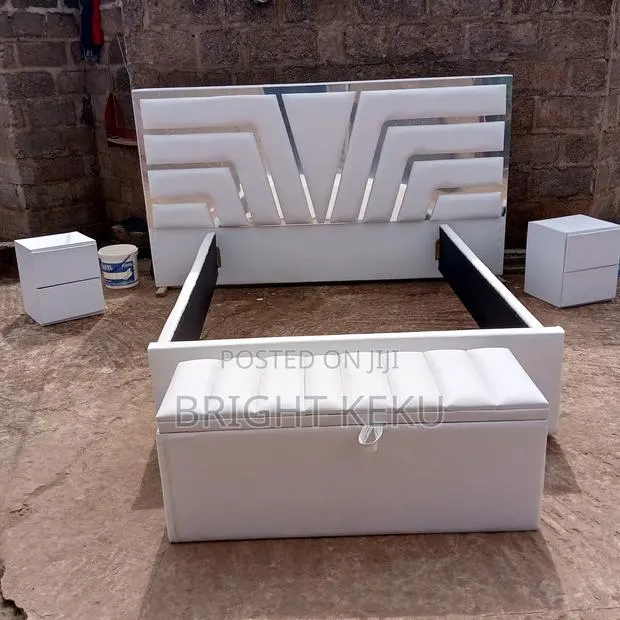 Quality Double Oversized Bed Frame With Side Drawer Ottoma · Photo 1