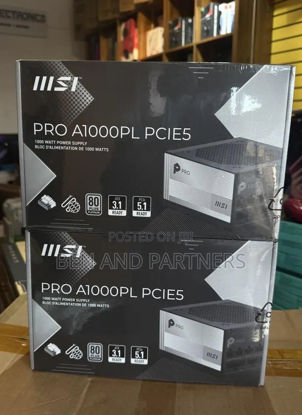 MSI PRO A1000PL PCIE5, 1000W Gaming Power Supply, 80+ Platinum · Photo 1