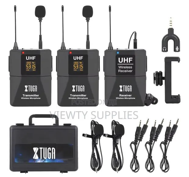 2 Mics-1 Receiver Lapel Lavalier Microphone For Camera, Phone, Tablet