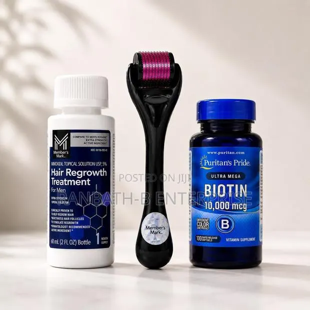 Member’s Mark Minoxidil 5% + Biotin 10,000 MCG + Microneedling Roller · Photo 1