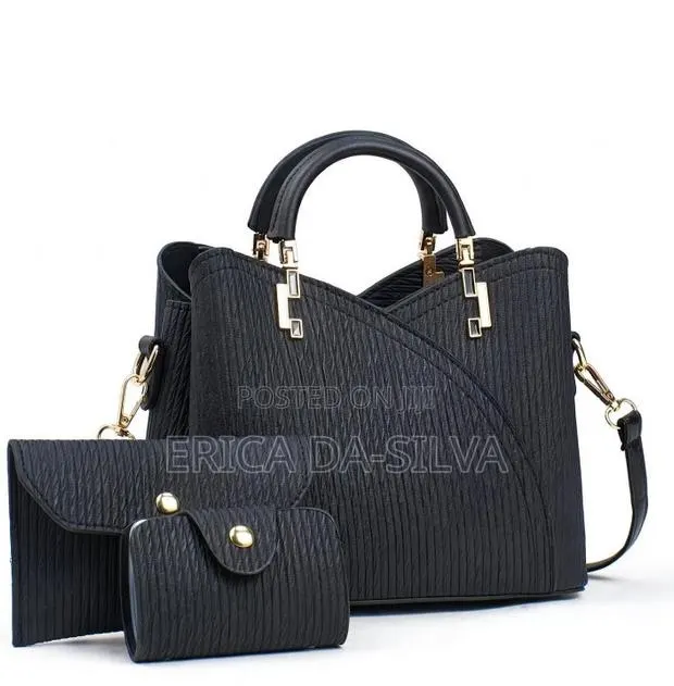 Premium 3in1 Matte Corporatee Handbag Set(black and Grey) · Photo 1
