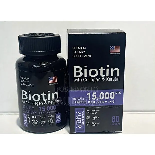 Biotin 15,000MCG With Collagen & Keratin - 60 Capsules · Photo 1