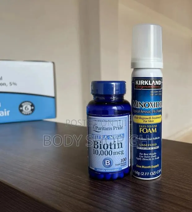 Kirkland Minoxidil Foam + Ultra Mega Biotin(100 Tabs) Combo · Photo 1