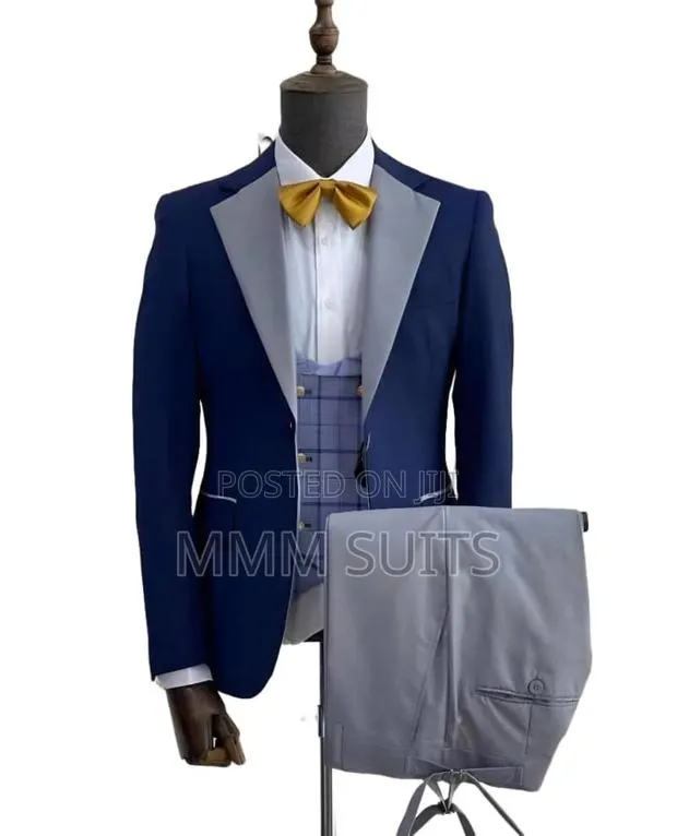 Turkish 3-Piece Men Tuxedo Suit Grey Lapel · Photo 1