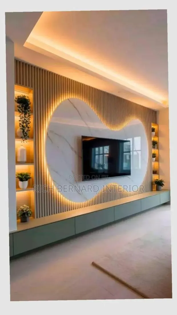 Modern Waves Marble Tv Console · Photo 1