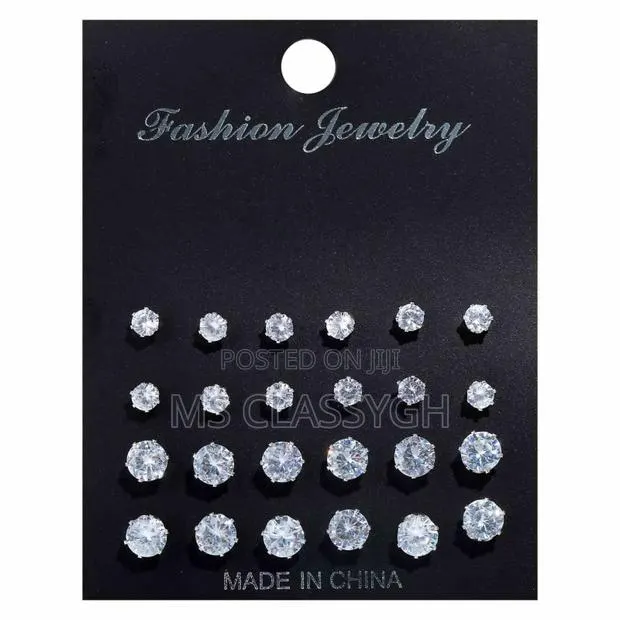 12pairs/Pack Shiny Wedding Stud Earrings Set for Women Men C · Photo 1
