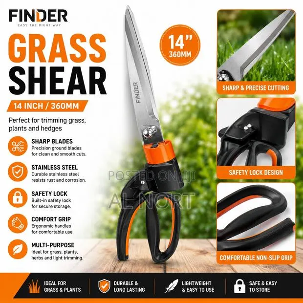 FINDER Grass Shear – 14 Inch – Stainless Steel – Orange Black · Photo 1