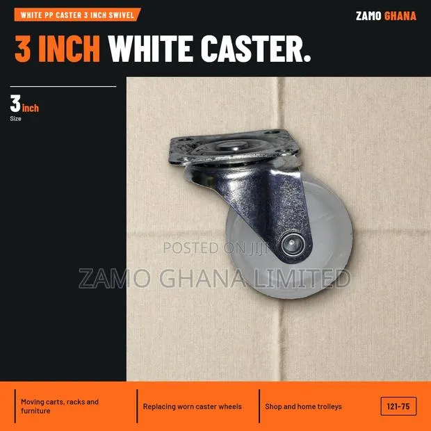White Pp Caster 3 Inch Swivel - 121-75 · Photo 1