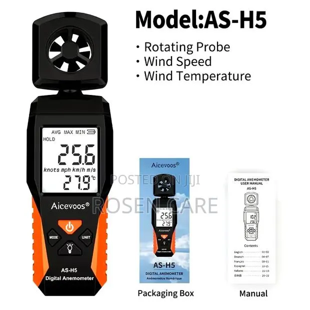 0.03 to 30m/S Aicevoos as - H5 Digital Anemometer Wind Meter Speed · Photo 1