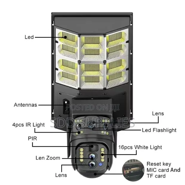 Double Dual Lens Wifi Solar Streetlight Street Light Security Camera · Photo 1