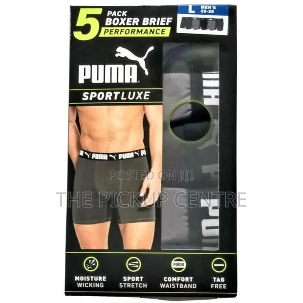 Large Puma Men's Sportluxe 5 Pair Performance Boxer Briefs Β· Photo 1