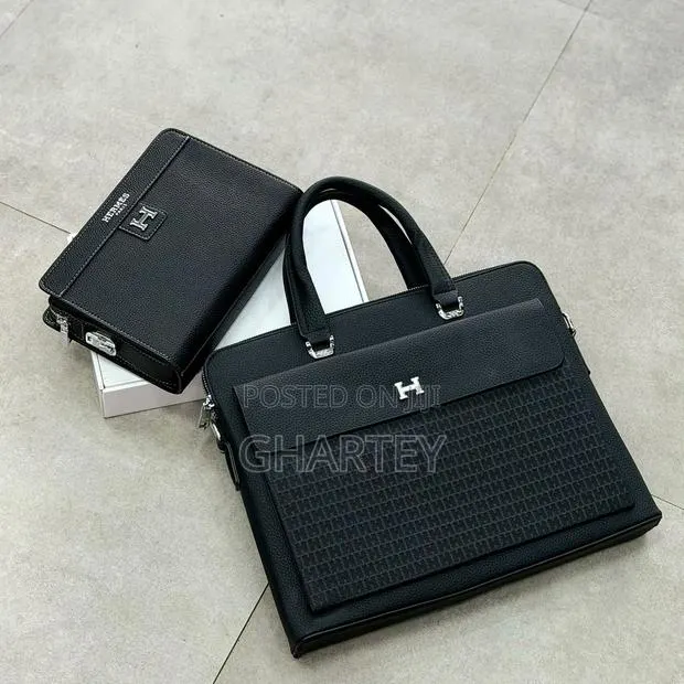 Luxury H Men’s 2-Piece Business Bag Set – Briefcase Handbag | Black · Photo 1