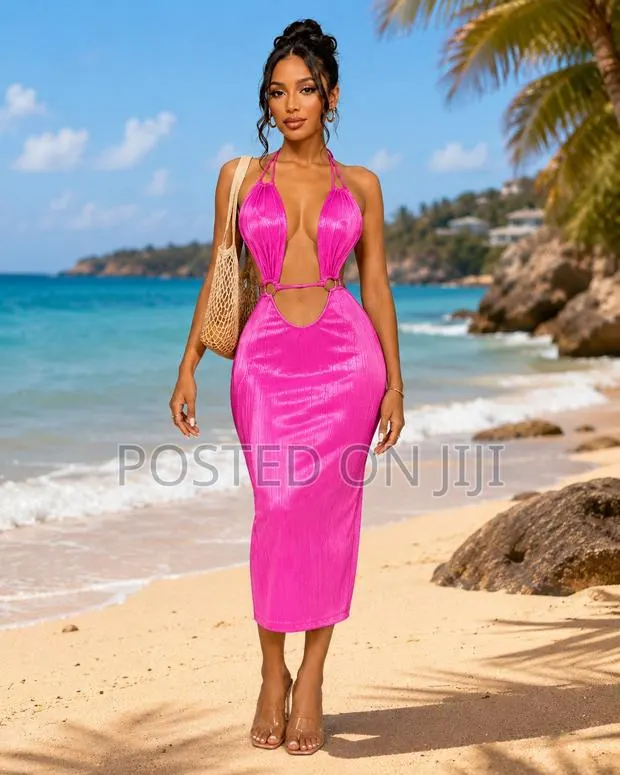 Pink Goddess Backless Midi Dress · Photo 1