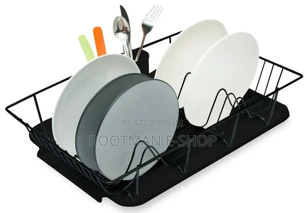 Extra-Wide Dish Drainer Rack With Drip Tray Cutlery Box · Photo 1