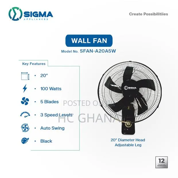 SIGMA 20" Wall Fan · Photo 1