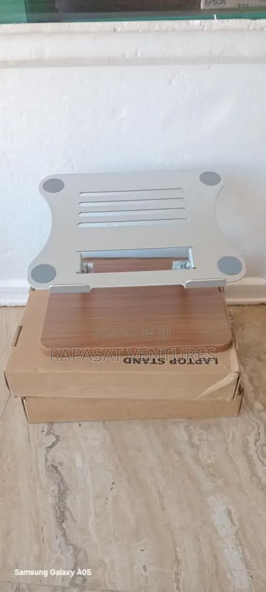 Adjustable Laptop Stand With Wood Base · Photo 1