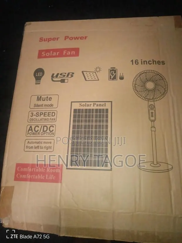 16 Inches Solar Rechargeable Fan Super Power With High Speed for Sale · Photo 1