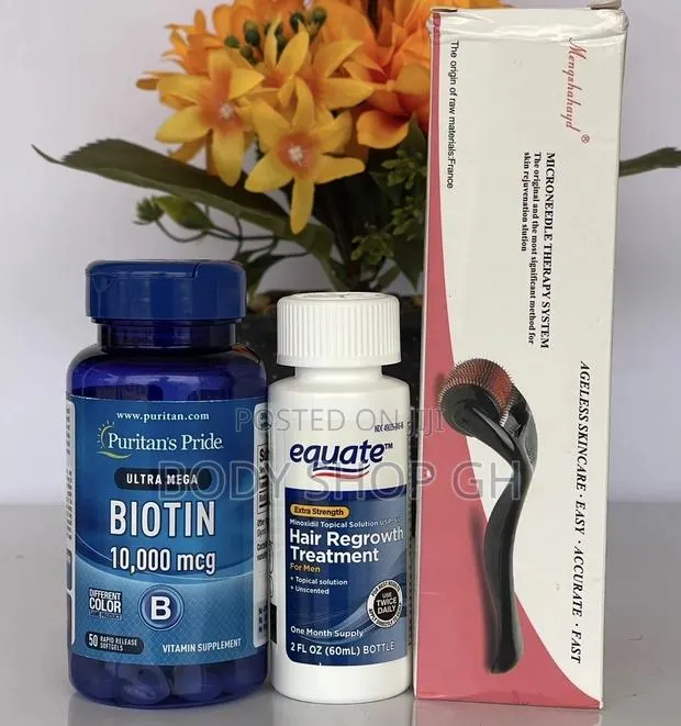 Equate Minoxidil + Biotin + Derma Roller -Original Kirkland Minoxidil · Photo 1