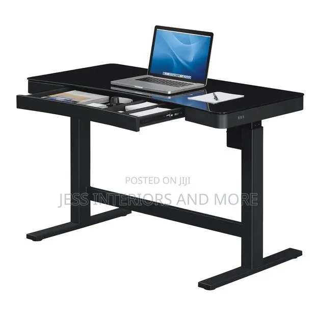 Adjustable Glass Top Computer Desk · Photo 1