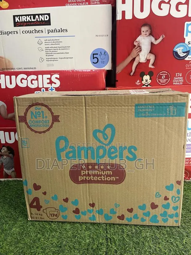 Pampers Premium Protection Size 4, 174 Nappies, 9kg-14kg, Monthly Pack · Photo 1