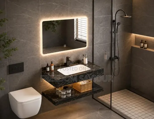Modern Led Bathroom Mirror With Luxury Vanity Set · Photo 1