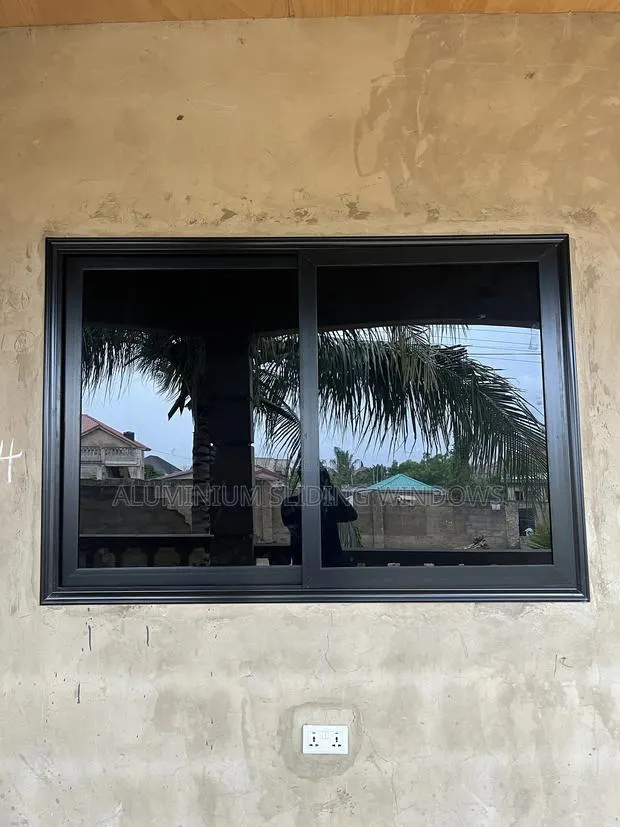 Black Frame and Dark Glass Sliding Windows With Net and Locks · Photo 1