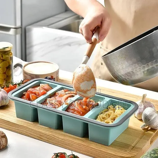 4 In1 Partitioned Silicone Food Freezer Tray With Cover · Photo 1