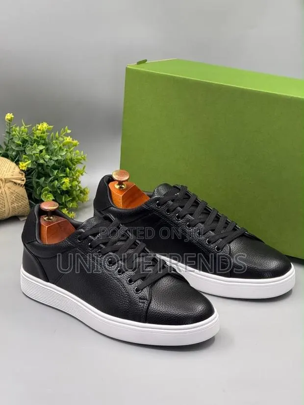 Quality POLO Leather Casual Sneakers (Black and White) · Photo 1
