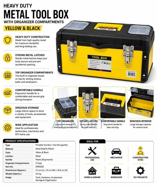 Heavy Duty Metal Tool Box With Organizer Compartments · Photo 1