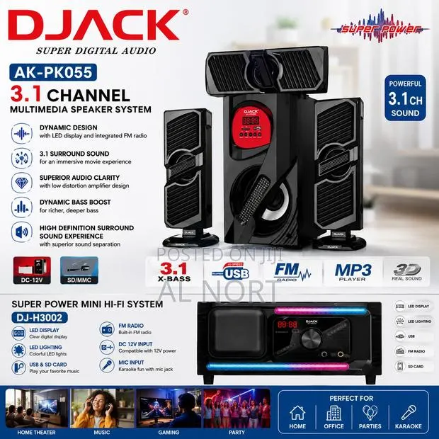 DJACK AK-PK055 3.1 Channel Multimedia Speaker System – Black · Photo 1