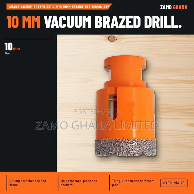 Shank Vacuum Brazed Drill M14 10Mm Orange Ref.120416-002 - SVBD-M14-10 · Photo 1