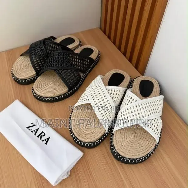 Zara Woven Cross-Strap Slide Sandals · Photo 1